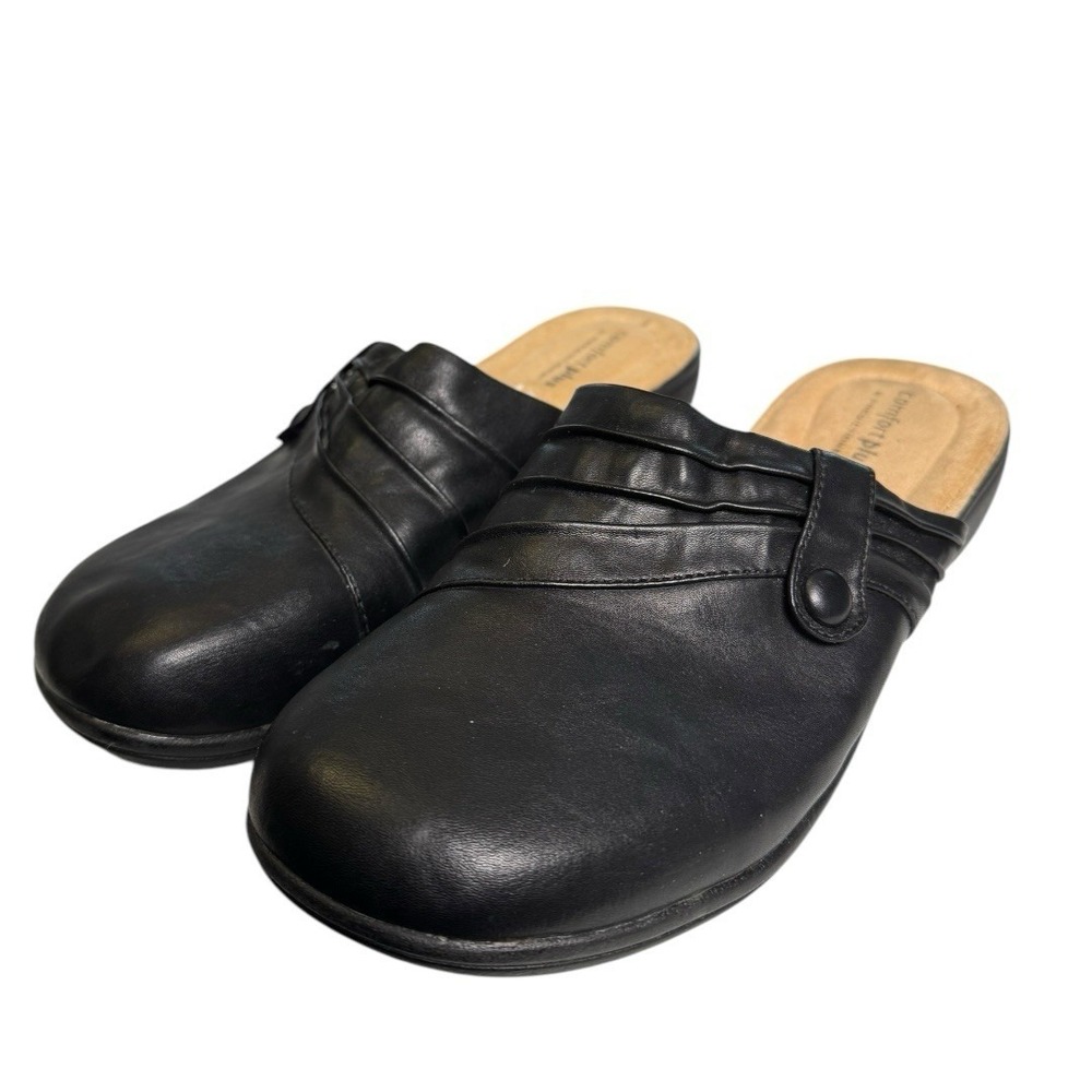 Comfort Plus by Predictions Womens Black Slip On Button Shoes Size 9